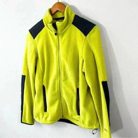 L.L. Bean lime green polartec fleece zip up jacket - Picture 2 of 3